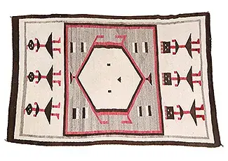 Large Native American Navajo Yei Rug 6'4"L, 1920s