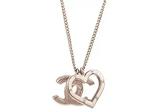 A Chanel Cc Logo Heart Pendant Necklace