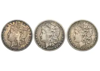 Three Morgan Silver Dollars