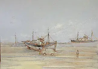 Modernist Julian Taylor Oil on Canvas Painting The Lowest Tide