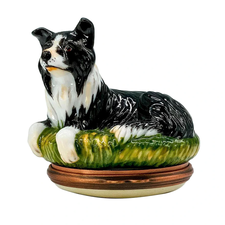 Halcyon Days Enamels Trinket Box, Border Collie