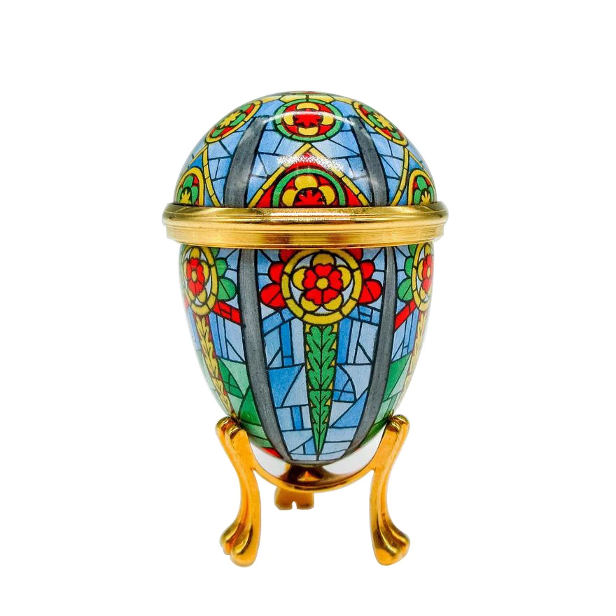 Halcyon Days Enamels Stained Glass Egg Box