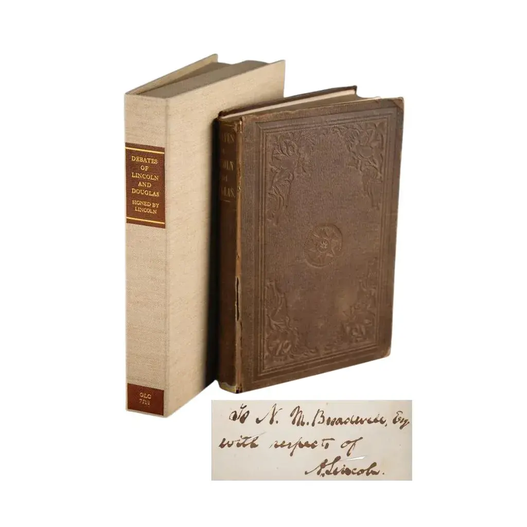 Abraham Lincoln Signed First Edition of the Lincoln-Douglas Debates (One of Four Known Signed in Ink, to Former Law Apprentice N. M. Broadwell)