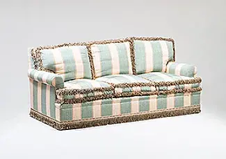 Contemporary Green and Ivory Upholstered Three-Seat Sofa, Designed by Peter Marino