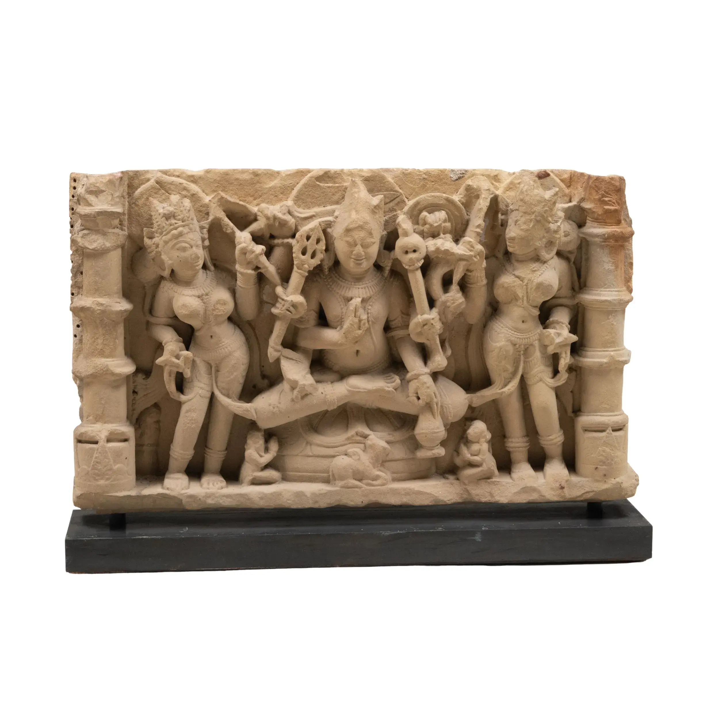 Large Indian Sandstone Relief of Shiva with Female Attendants