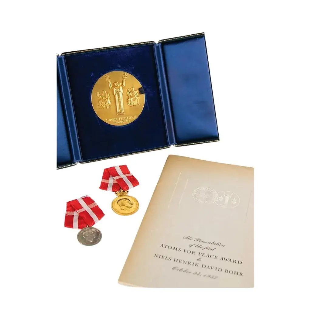 Niels Bohr's Gold 1957 'Atoms for Peace' Award and (2) Danish Medals