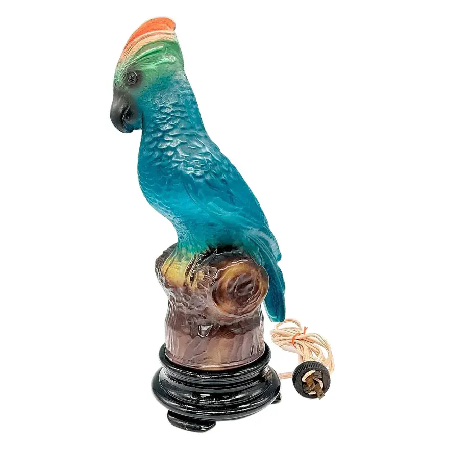 Tiffin Glass Parrot Novelty Lamp