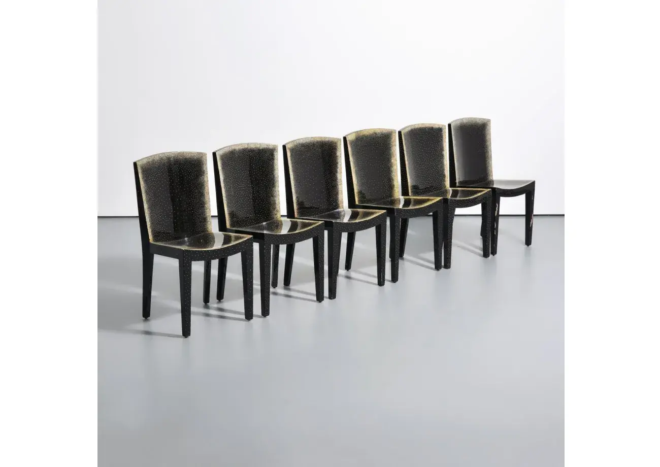 6 Jean Dunand Eggshell Lacquer Chairs