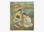 Lê Thị Lựu (Vietnamese, 1911-1988), Mother and Children in Landscape