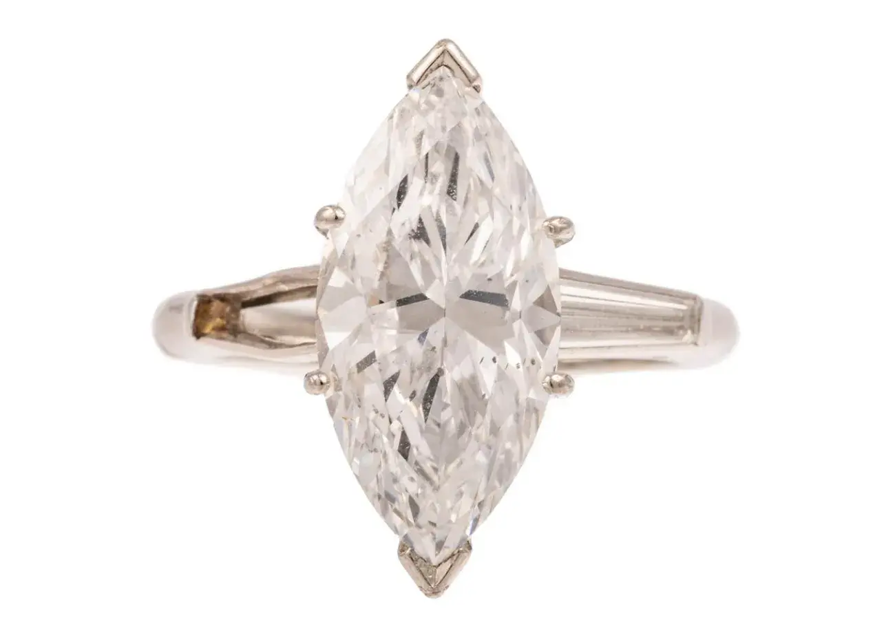 A 6.01 Ct Marquise Cut Diamond Ring In Platinum