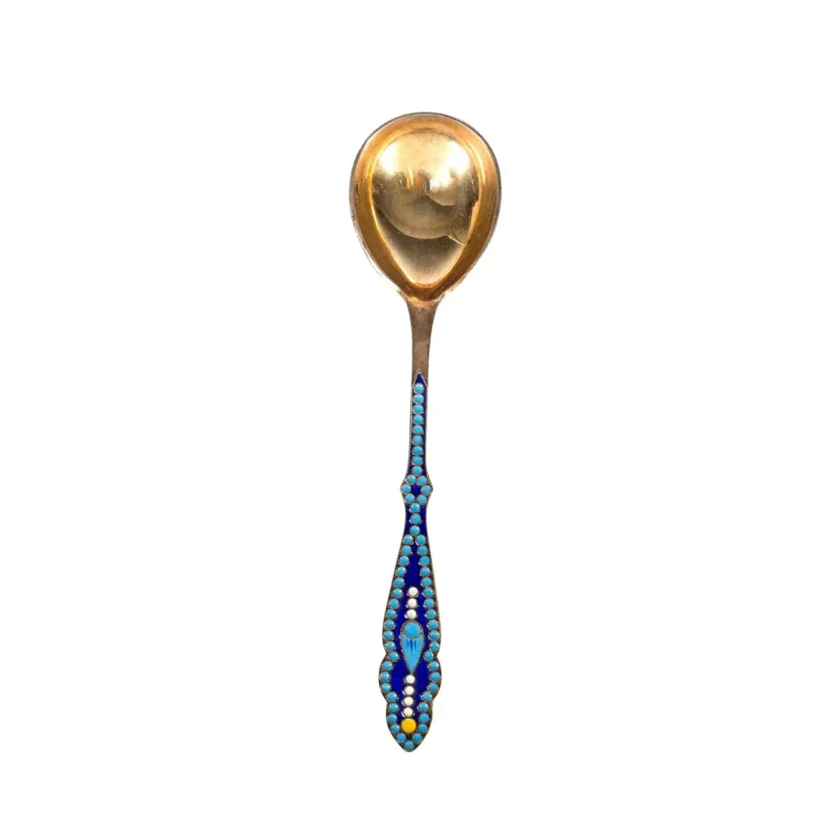 Rare Russian Cloisonne Enamel Gilded Silver Spoon