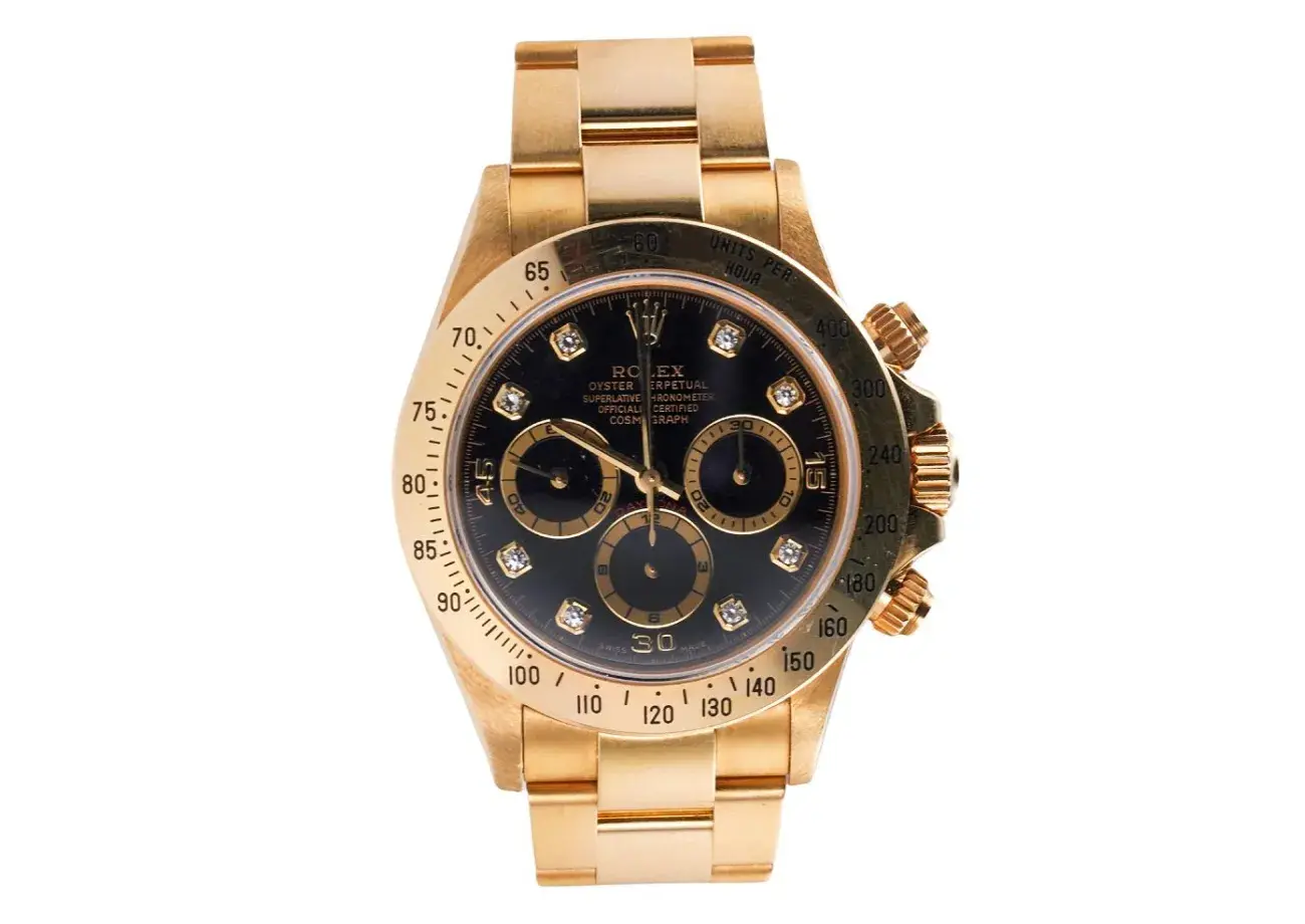 Rolex Cosmograph Daytona Zenith 18k Gold Diamond Automatic Watch 16528