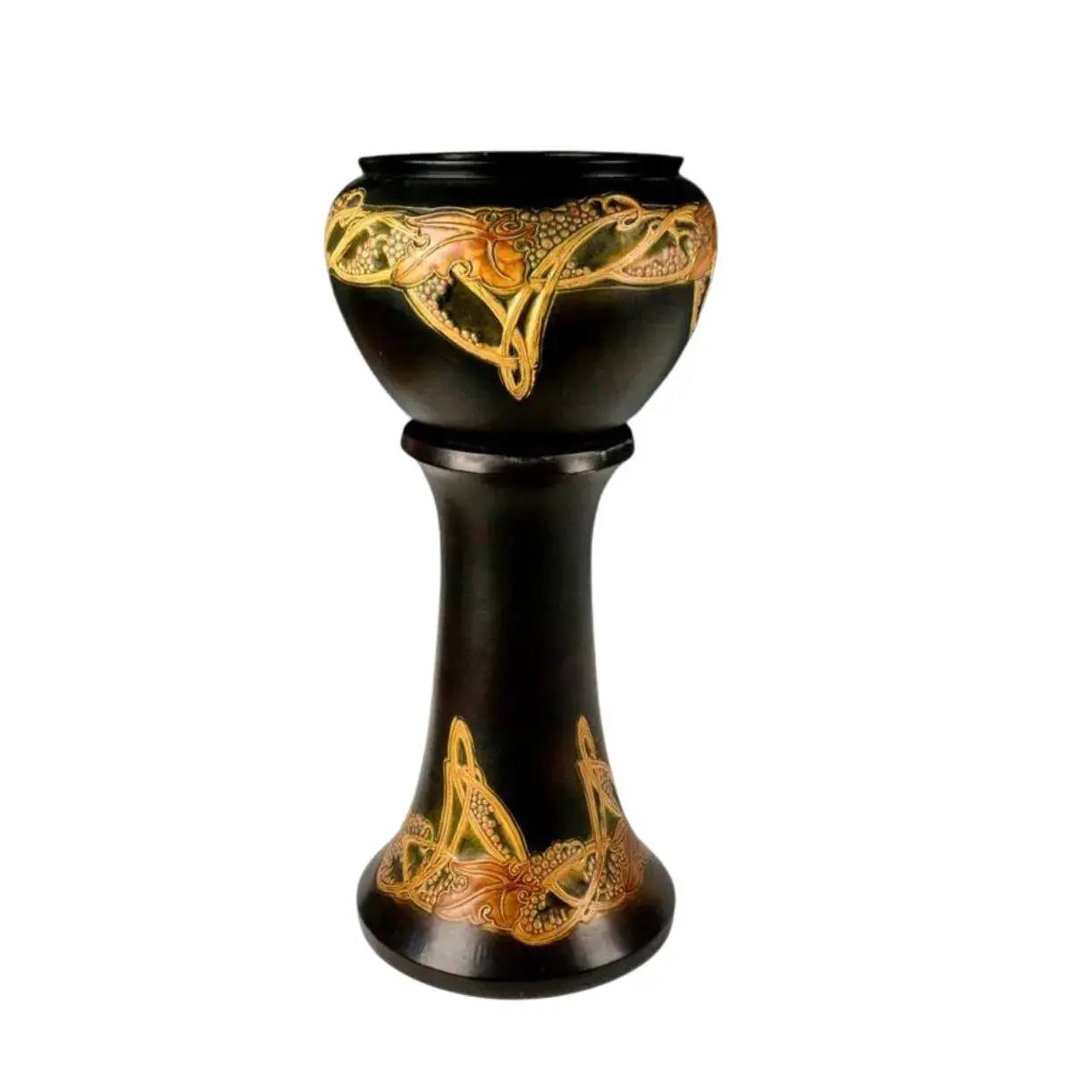 Roseville Pottery Jardiniere and Pedestal, Rosecraft Vintage