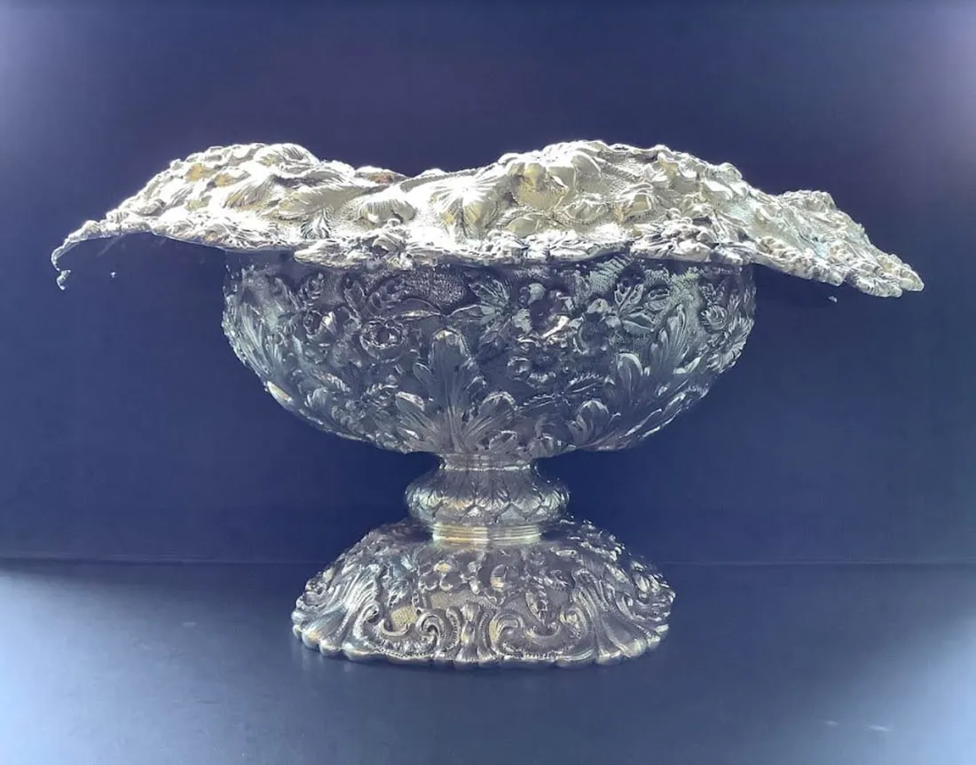 S. Kirk & Son Sterling Silver Repousse Footed Centerpiece Bowl 13 inches