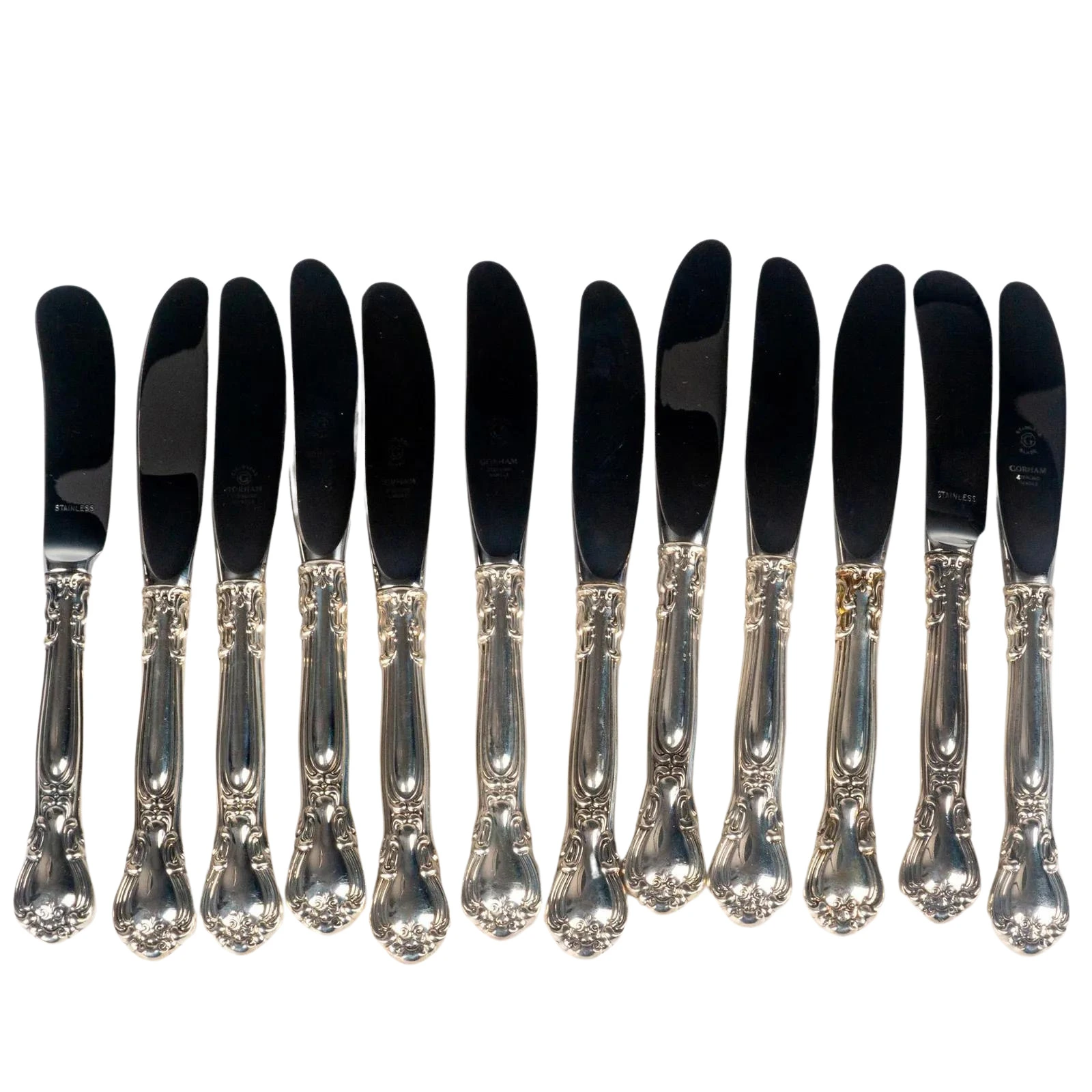 12pc Gorham Sterling Silver Butter Spreader Knives, Chantilly