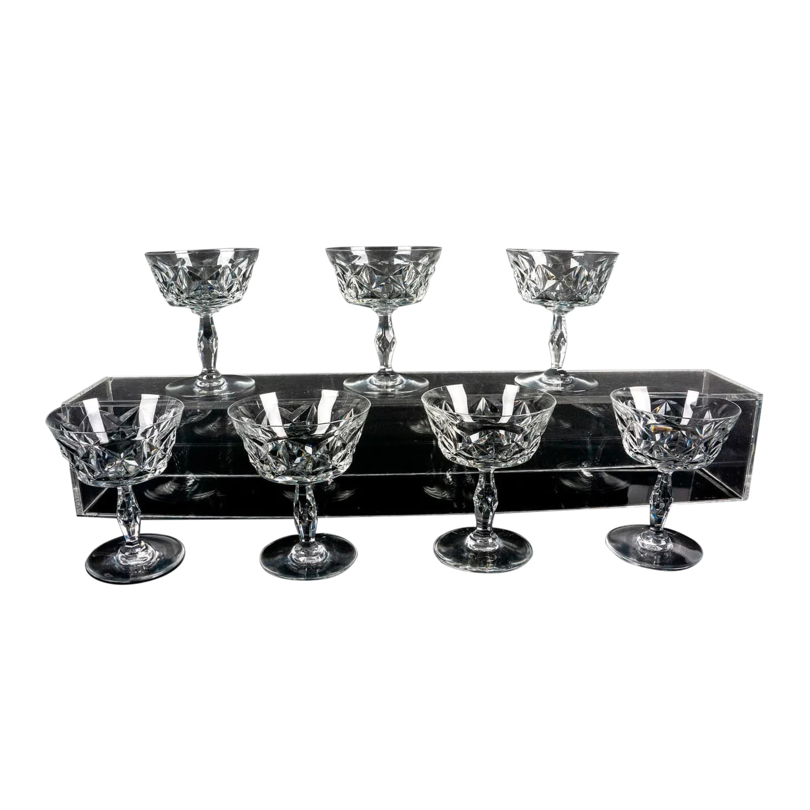 7pc Baccarat Crystal Champagne Glasses, Choiseul