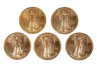 (Five) One Ounce American Gold Eagles
