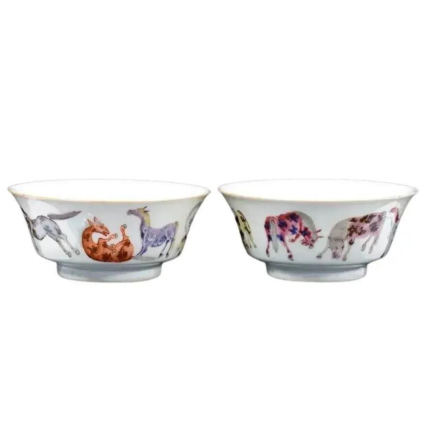 Pair of Bowls with Eight Horses of Wang Mu.