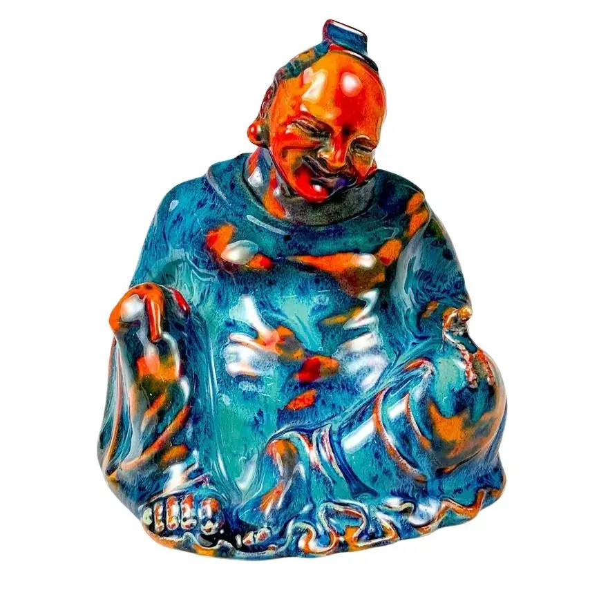 Rare Royal Doulton Smiling Buddha Figure in Sung Glaze