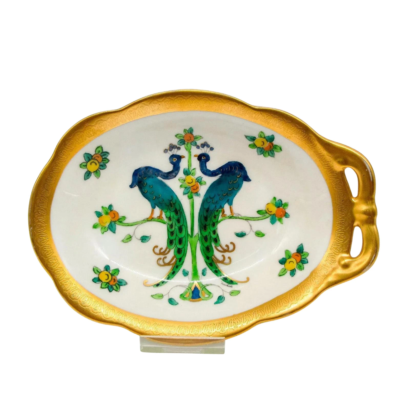 W.A. Pickard Etched China Trinket Dish