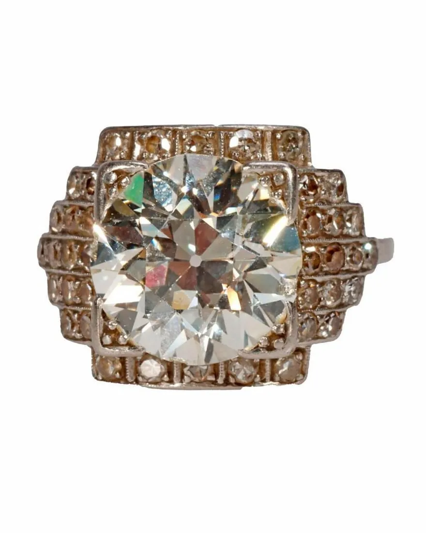 A diamond and platinum ring