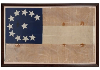 Rare Confederate First National Palmetto Artillery 11 Star Crescent Flag, Impeccable Provenance