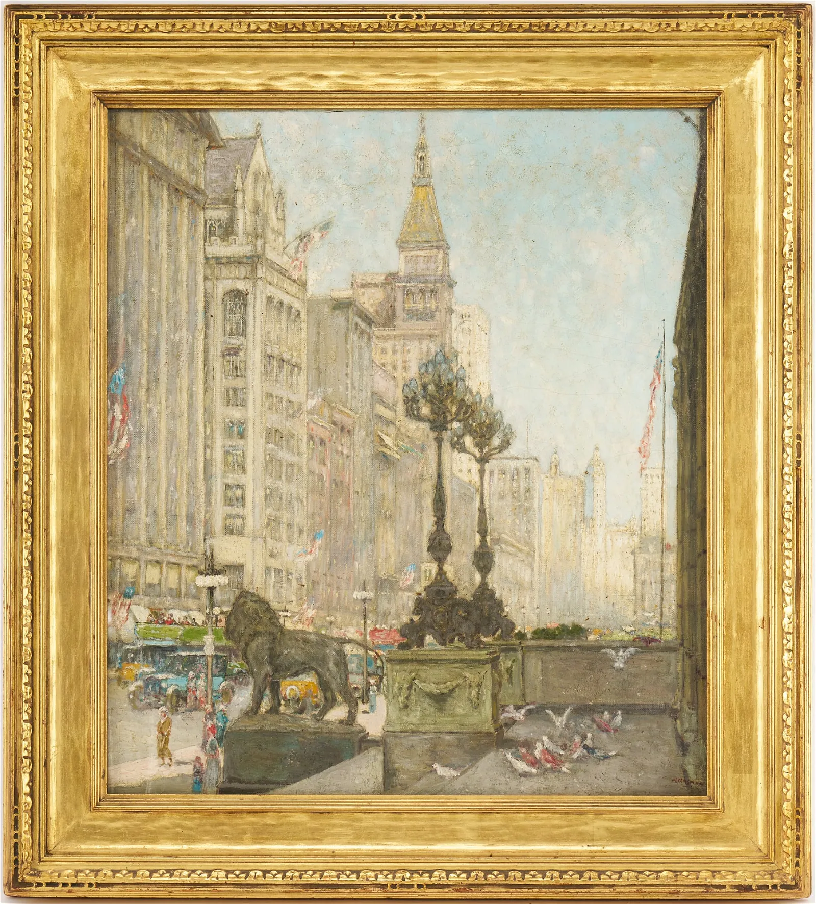 William Clusmann O/C, Chicago Street Scene: Michigan Ave from the Art Institute
