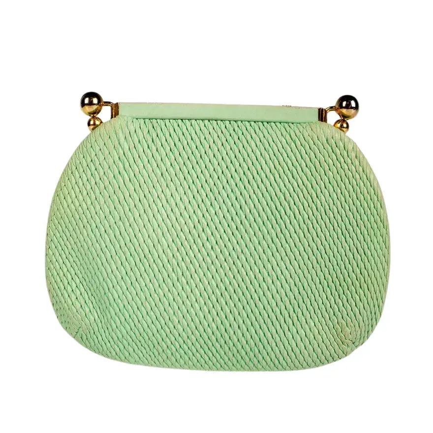 Judith Leiber Green Leather Clutch Purse