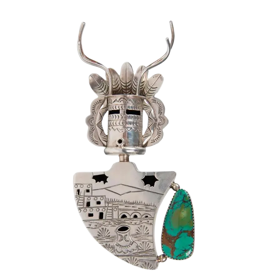 Sterling Silver and Turquoise Kachina Pendant