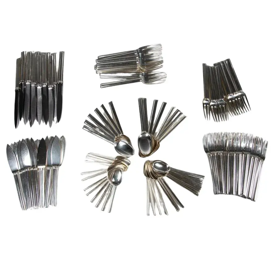 123pc Jean E. Puiforcat Sterling Silver Flatware, Cannes