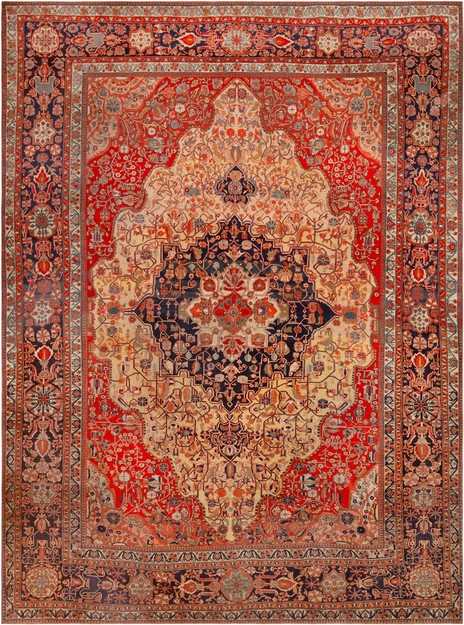 From Davide Halevim Collection Antique Persian Mohtashem Kashan Rug 10 ft 11 in x 7 ft 10 in (3.32 m x 2.38 m)