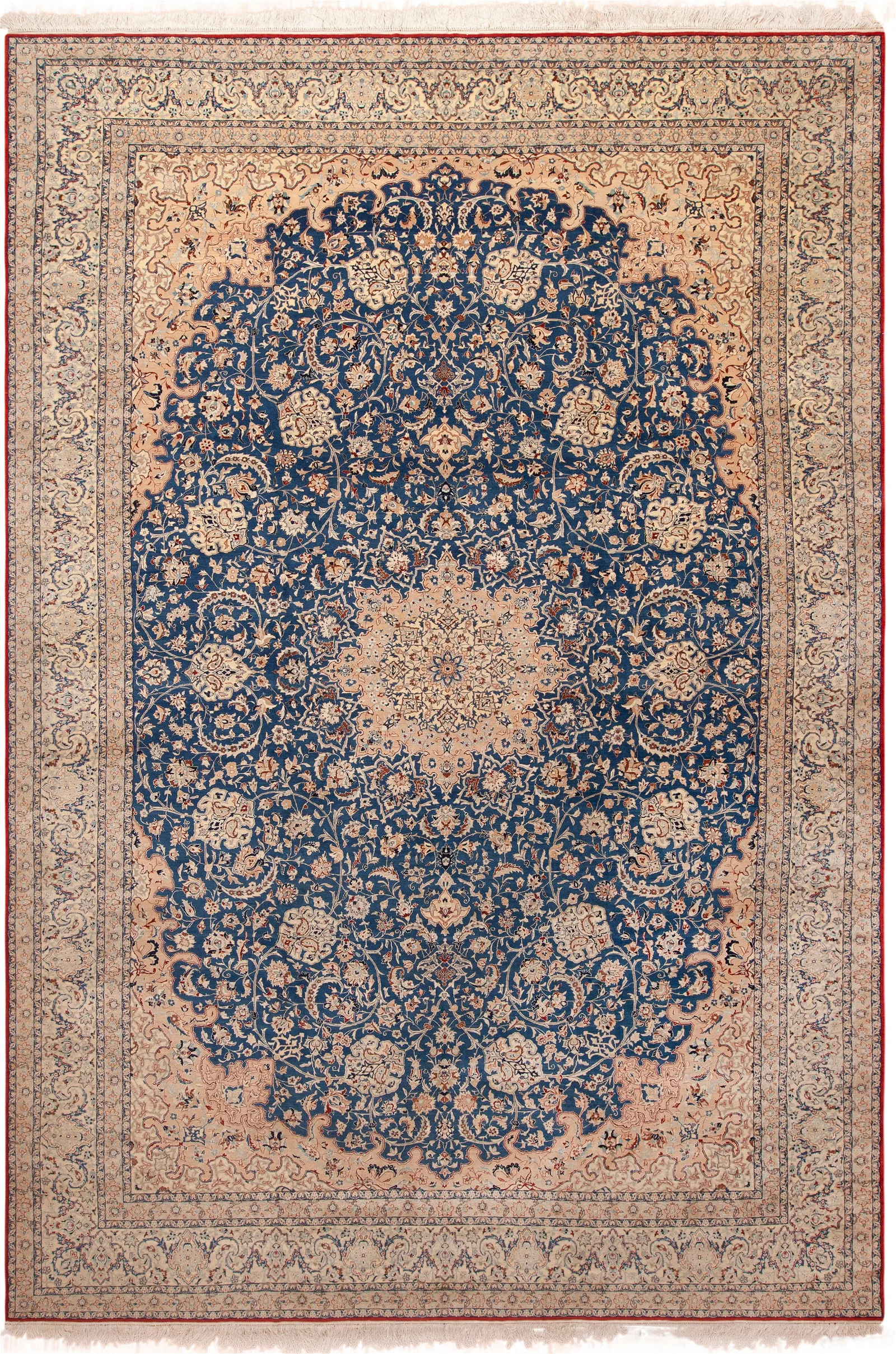 Silk And Wool Large Vintage Persian Nain Rug 16 ft 4 in x 10 ft 6 in (4.97 m x 3.2 m)