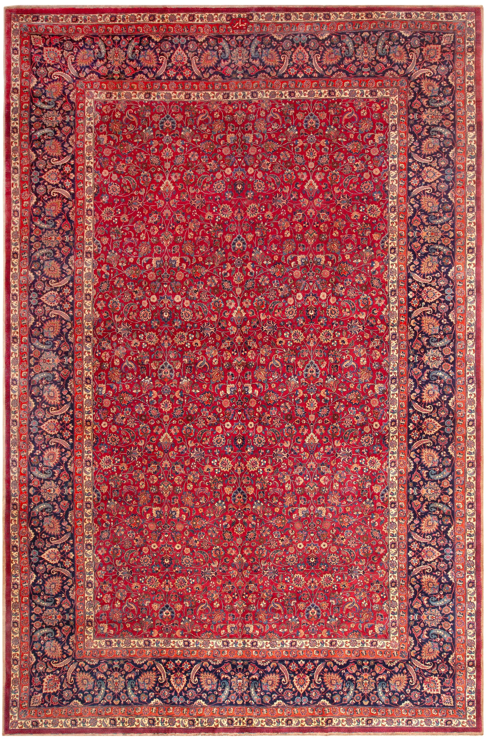 Saber Mashad Large Antique Persian Rug 18 ft 10 in x 12 ft 7 in (5.74 m x 3.83 m)
