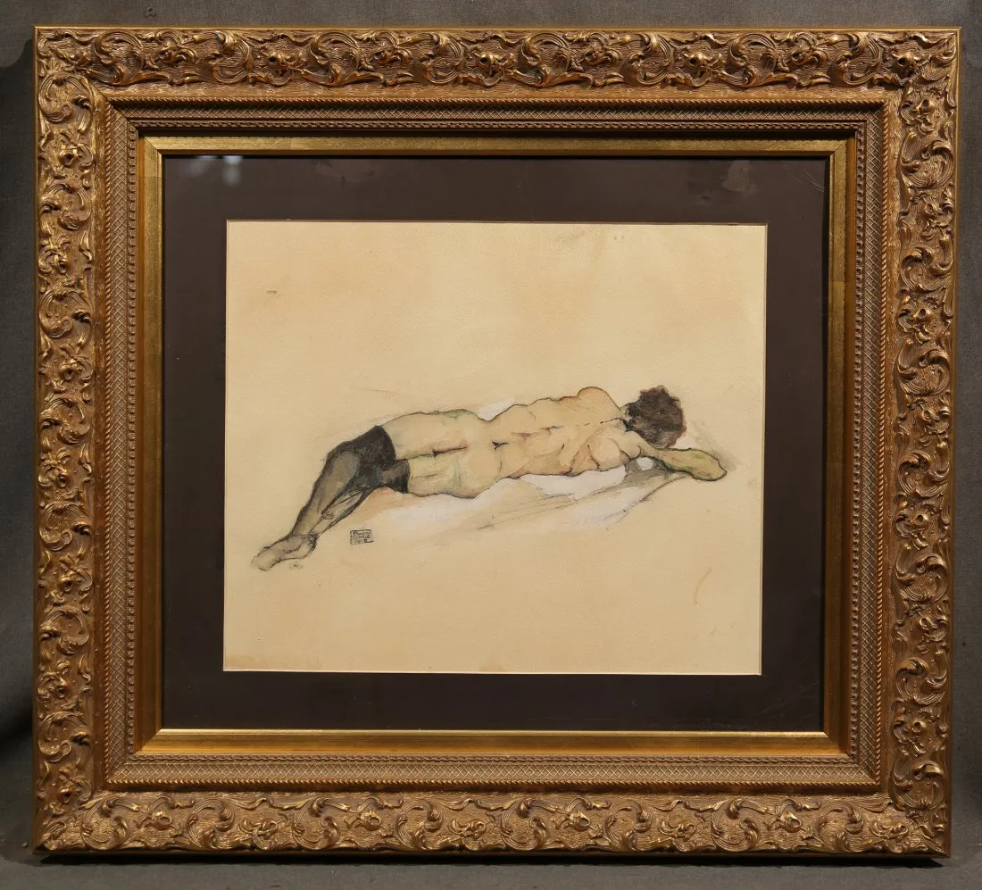 Egon Schiele Watercolor on Paper