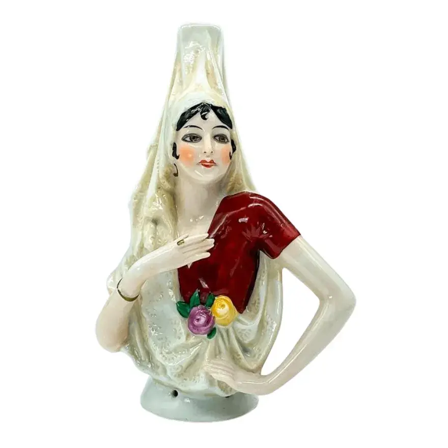 Antique Fasold & Stauch Half Doll Pin Cushion, Spanish Lady