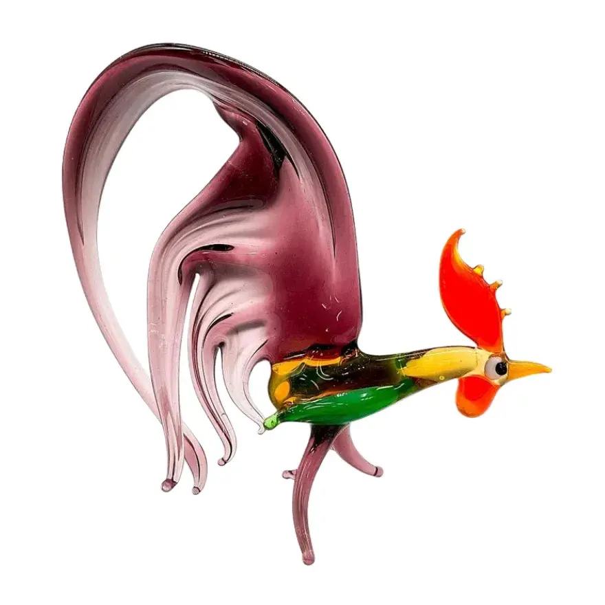 Hand-Blown Art Glass Figurine, Rooster