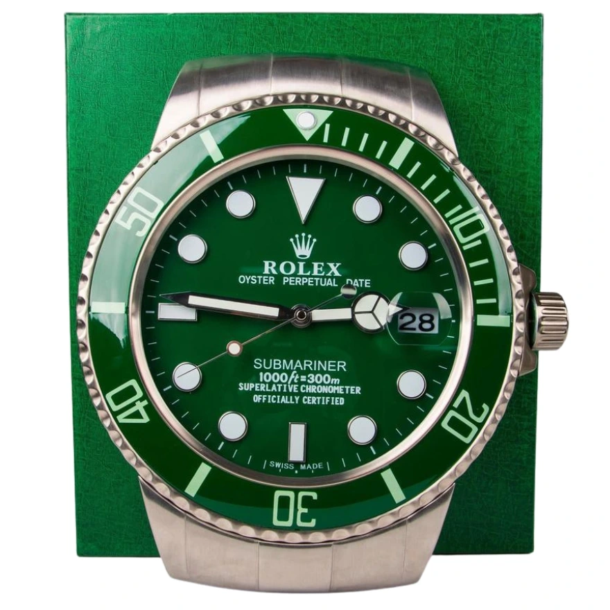 Rare Rolex Dealer Display Hulk Green Submariner Wall Clock