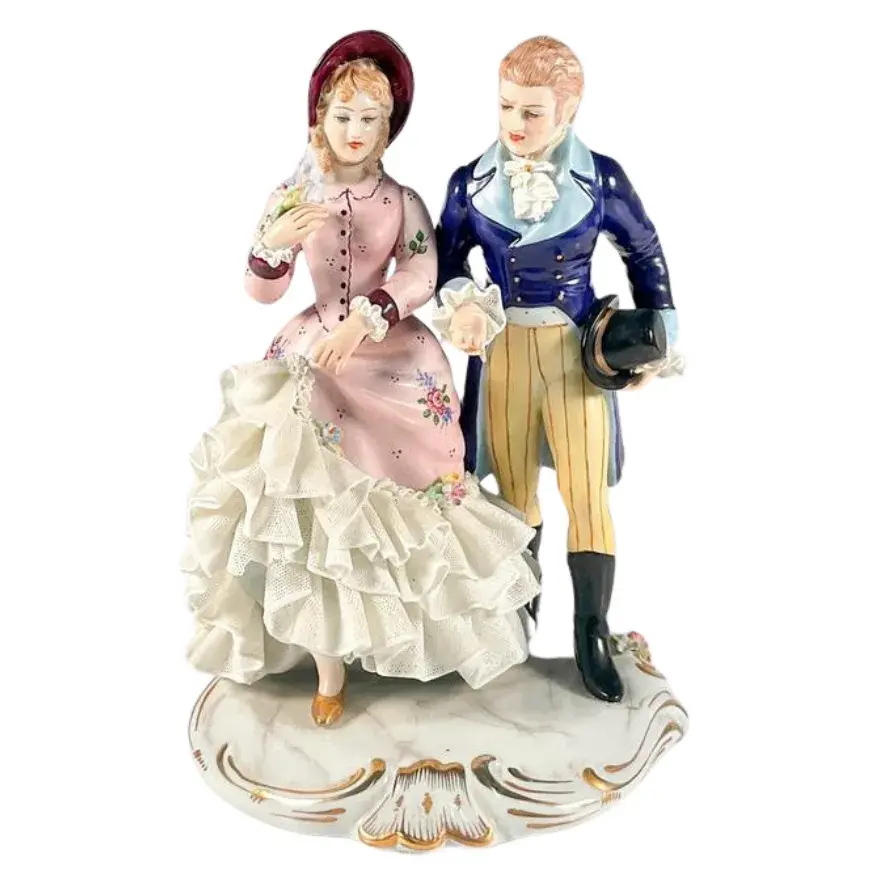 San Marco Capodimonte Italian Porcelain Couple Lace Figurine