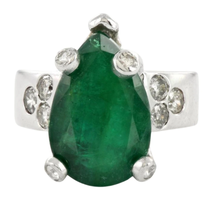 Stunning 6.67ct Zambian Emerald 14K White Gold Ring