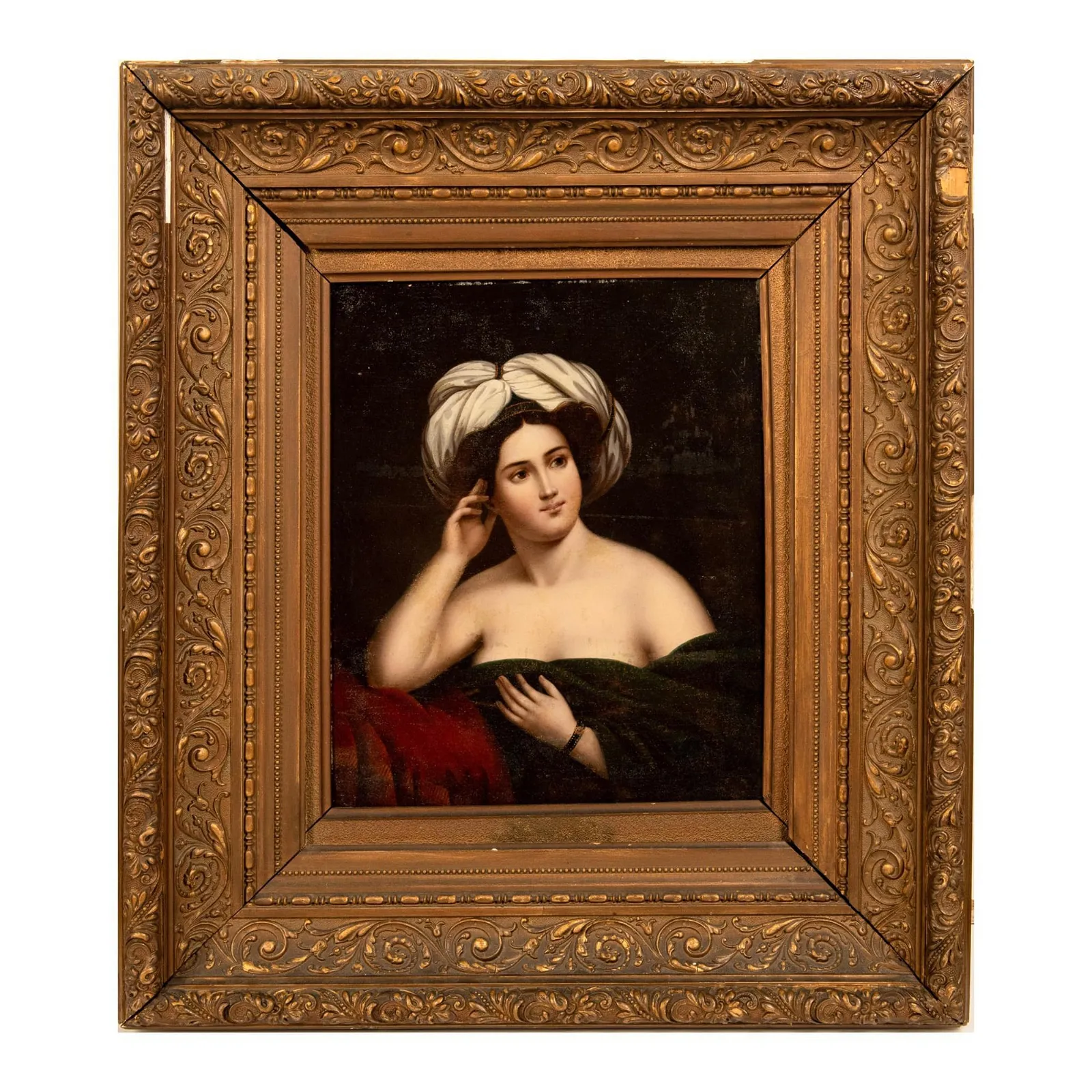 Orientalist Oil Painting, Portrait of a Woman with Turban