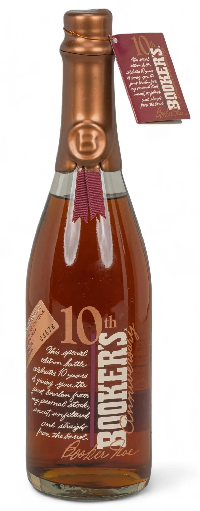 Unopened Bottle of 1992 Booker's 10th Anniversary Bourbon Whiskey