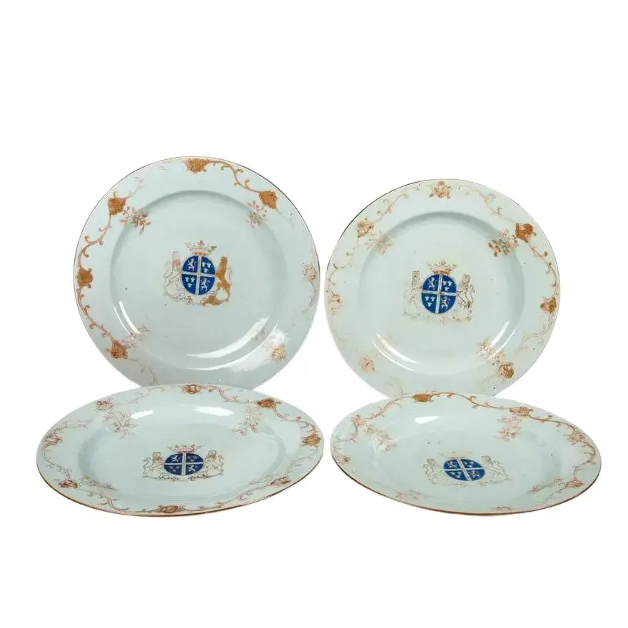 4pc Chinese Export English Market Armorial Graduate Plates