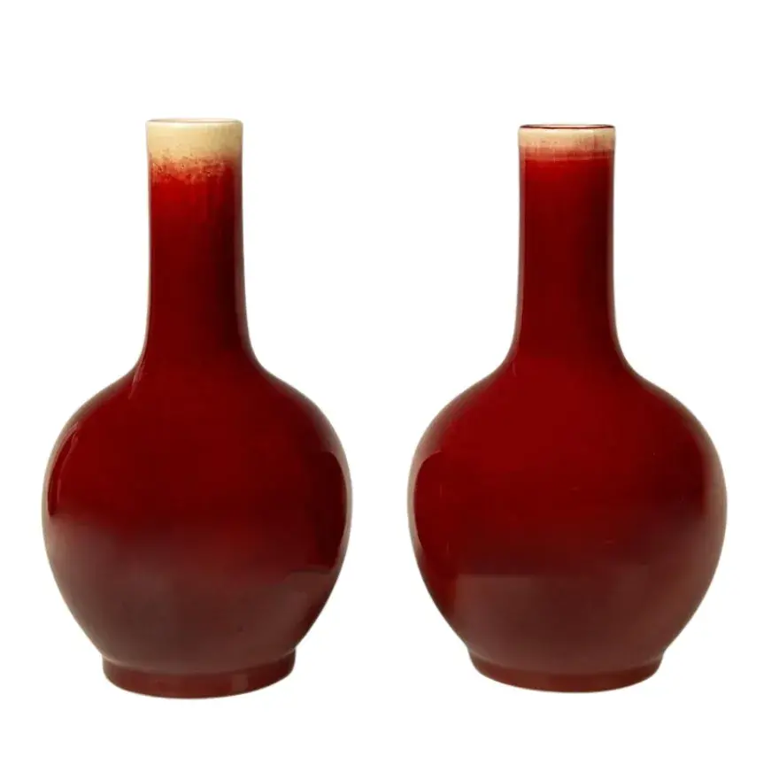 Pair of Chinese Sang De Boeuf Double Gourd Vases