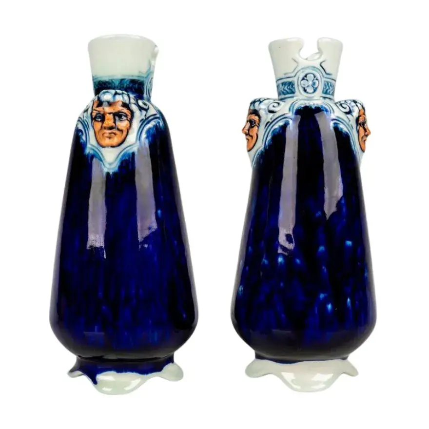 Pair of Royal Doulton Blue Flambe Vases, Jianyang BA33
