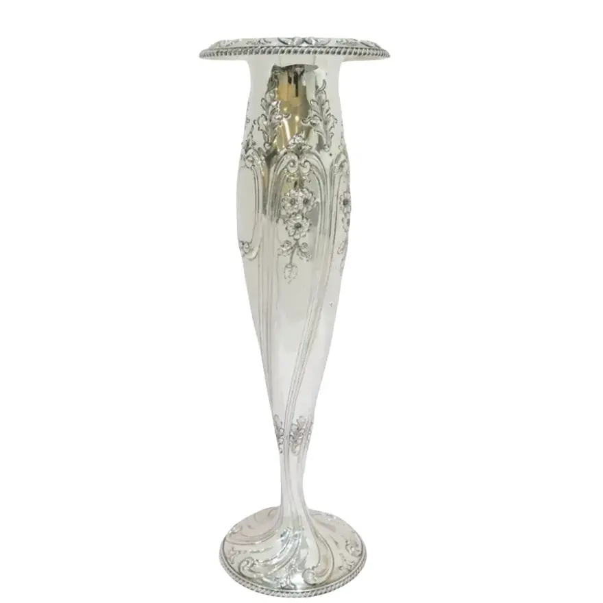Sterling Silver Shreve & Co. Antique Floral Tall Vase
