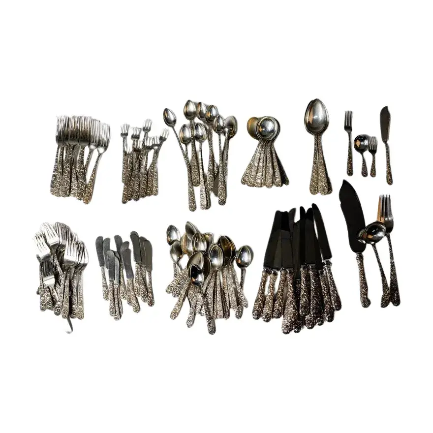 131pc S. Kirk & Son Sterling Silver Repousse Silverware