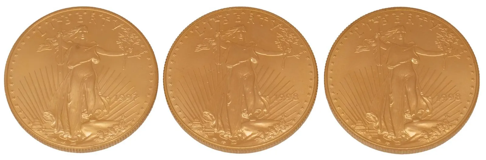 3 Gold Liberty 50 Dollar Coins