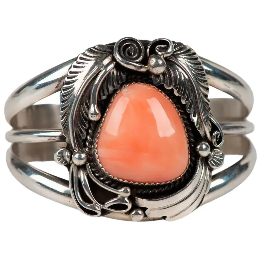 Robert Kelley Sterling Silver Angel Skin Coral Cuff Bracelet