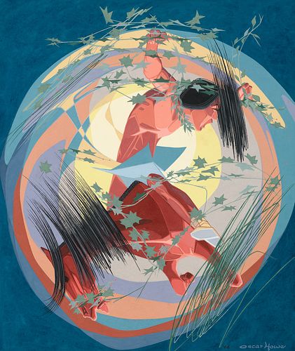 Oscar Howe, Dawn Rider, 1966. Image courtesy of Coeur d’Alene Art Auction.