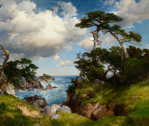 Thomas Moran, Coast of Monterey, California, 1912. Image courtesy of Coeur d’Alene Art Auction.